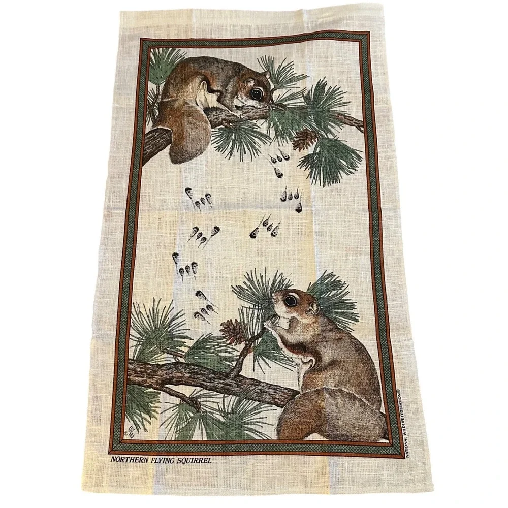 National Wildlife Federation Northern Flying Squirrel Linen Tea Towel 27.5x16.5